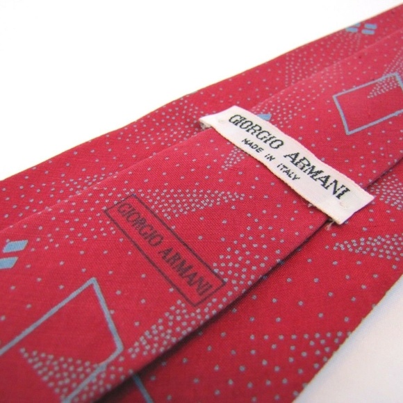 GIORGIO ARMANI Red Tie Vtg Memphis Modern Cherry - Picture 1 of 6